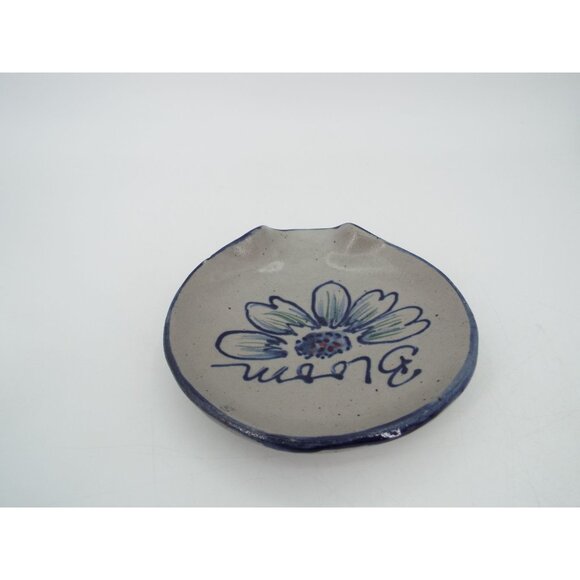 Rowe Pottery Salt Glazed Stoneware Floral Bloom Spoon Rest - Picture 10 of 11